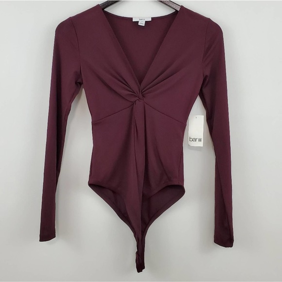 Bar III V-Neck Long Sleeve Bodysuit - Picture 1 of 4
